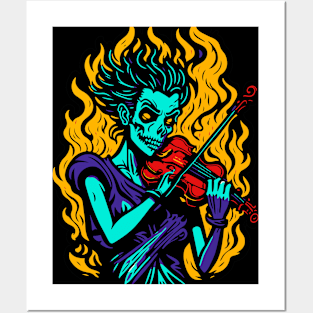 Zombie Violinist - Colorful Graphic Posters and Art